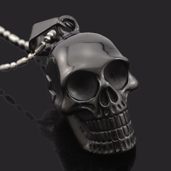 Skeleton Skull Pendant Biker Necklace