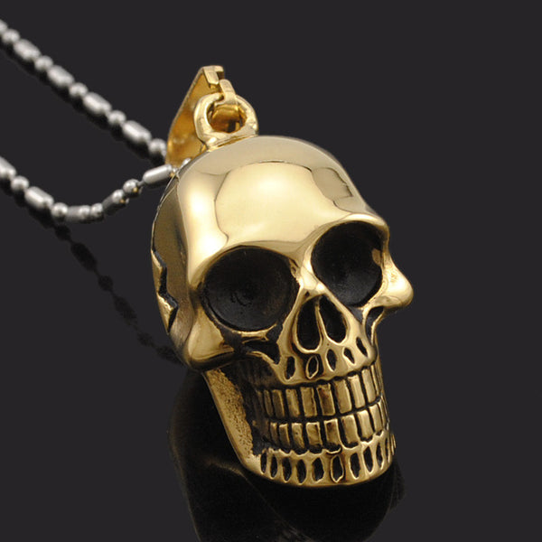 Skeleton Skull Pendant Biker Necklace