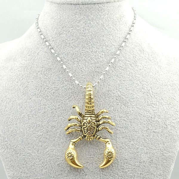 18K Gold or Silver Scorpion Pendant Biker Necklace
