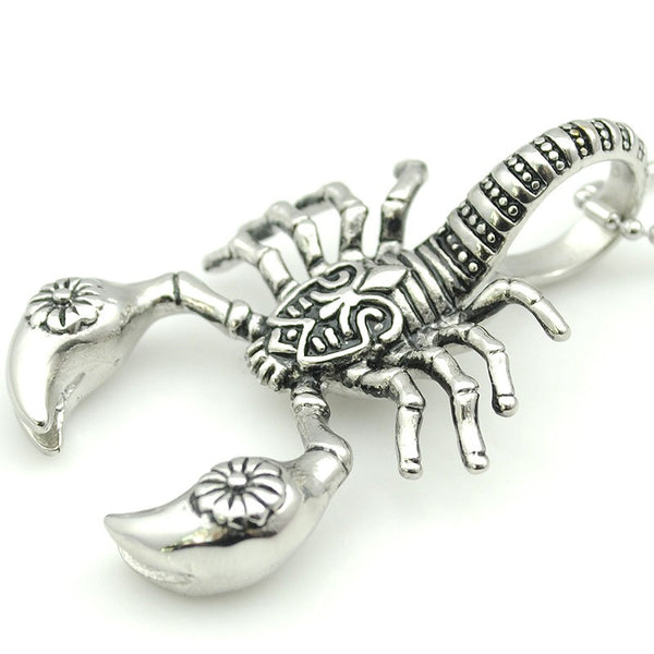 18K Gold or Silver Scorpion Pendant Biker Necklace