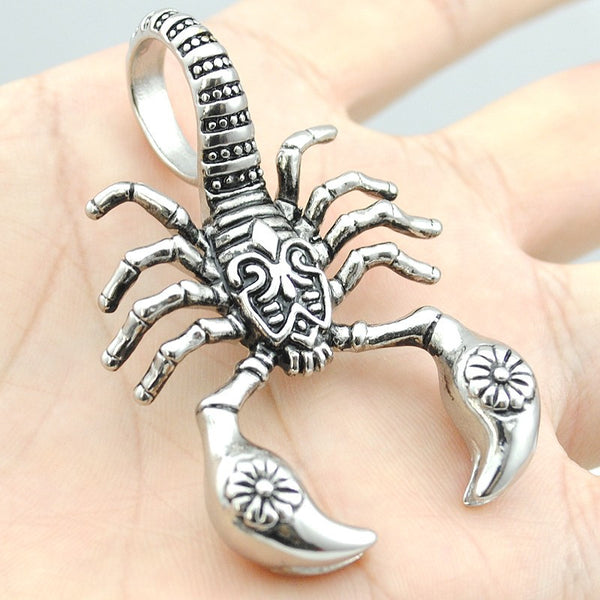 18K Gold or Silver Scorpion Pendant Biker Necklace