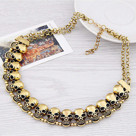 Women's Skeleton Skull Choker Pendant Necklace
