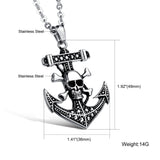 Pirate Skull & Bones Anchor Biker Pendant Necklace