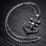 Pirate Skull & Bones Anchor Biker Pendant Necklace