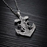Pirate Skull & Bones Anchor Biker Pendant Necklace