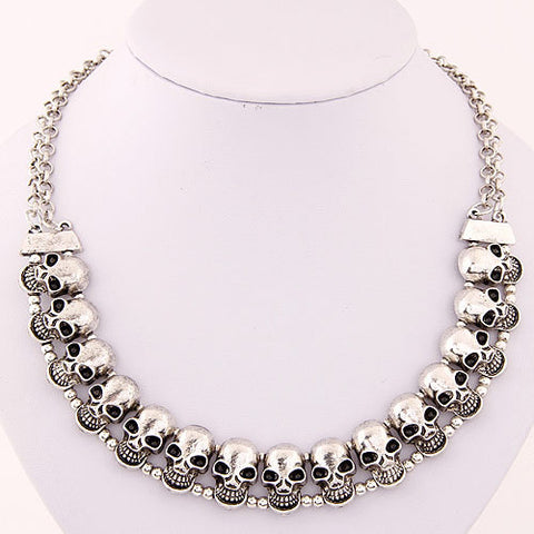 Women's Skeleton Skull Choker Pendant Necklace