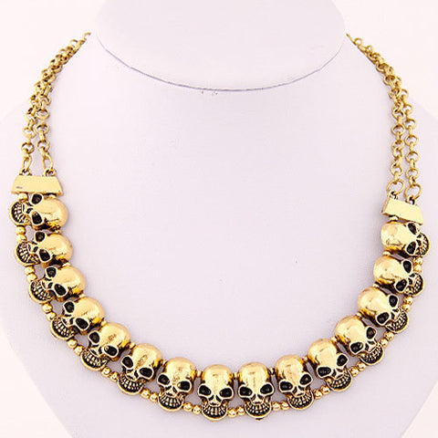 Women's Skeleton Skull Choker Pendant Necklace