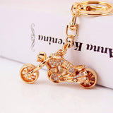 Gold Skeleton Rhinestone Motorcycle Key Chain