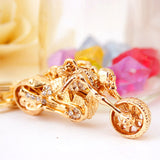 Gold Skeleton Rhinestone Motorcycle Key Chain