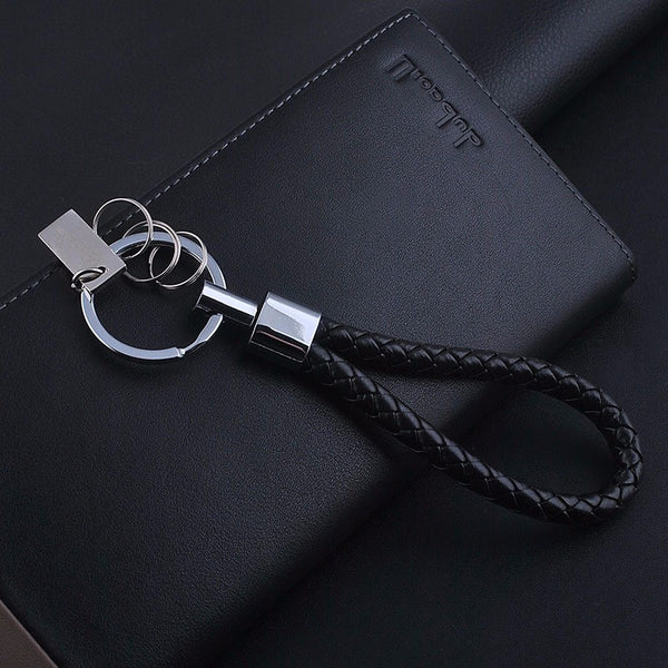 High Quality Black Leather Biker Key Chain