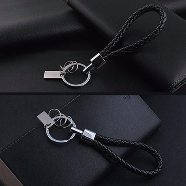 High Quality Black Leather Biker Key Chain