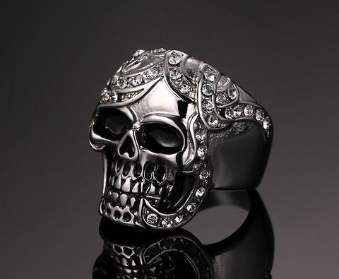 Vintage Designed Stone Skull Ring