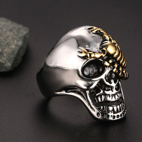 Gold Scorpion Skull Ring