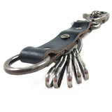Vintage Leather Skeleton Skull Biker Key Chain