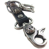 Vintage Leather Skeleton Skull Biker Key Chain