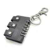 Vintage Leather Spade Skull Biker Key Chain