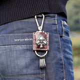Vintage Leather Spade Skull Biker Key Chain