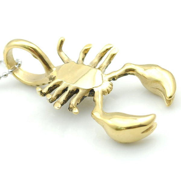 18K Gold or Silver Scorpion Pendant Biker Necklace