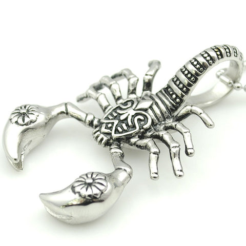 18K Gold or Silver Scorpion Pendant Biker Necklace