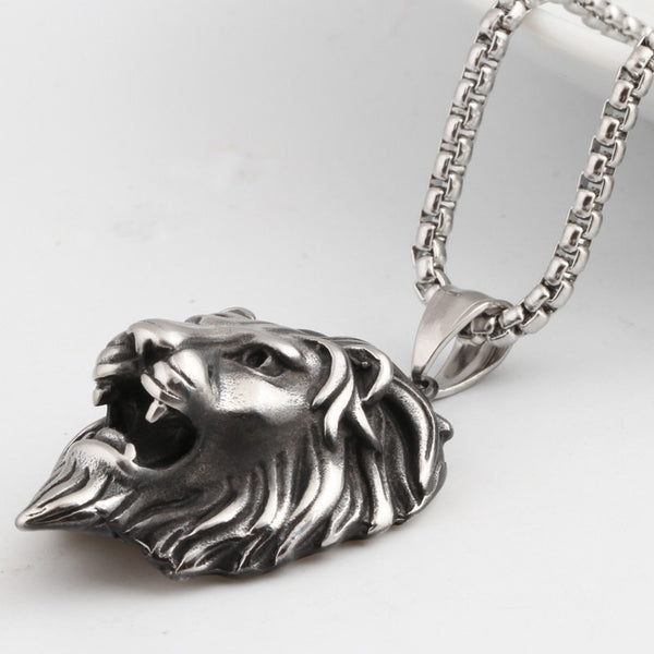 Men's Lion Head Pendant Necklace
