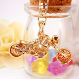 Gold Skeleton Rhinestone Motorcycle Key Chain