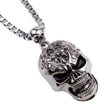 Skeleton Skull Pendant Biker Necklace
