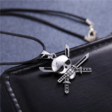 Pirate Skull & Bones Pendant Biker Necklace