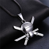 Pirate Skull & Bones Pendant Biker Necklace