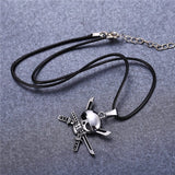 Pirate Skull & Bones Pendant Biker Necklace